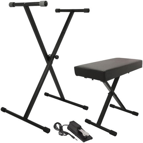 On-Stage KPK6550 Keyboard Stand and Bench Pack with Keyboard Sustain Pedal