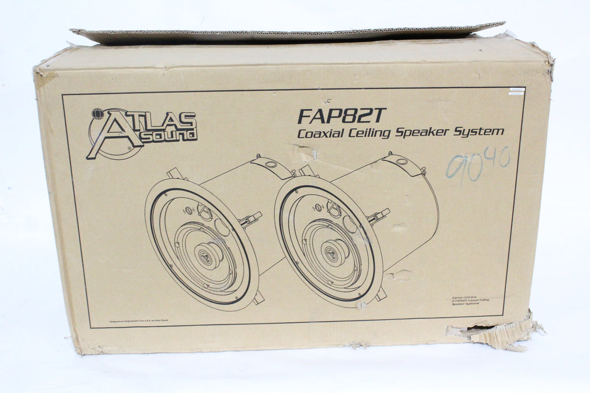 Pair Of Atlas Sound FAP82T Coaxial In-Ceiling Speakers