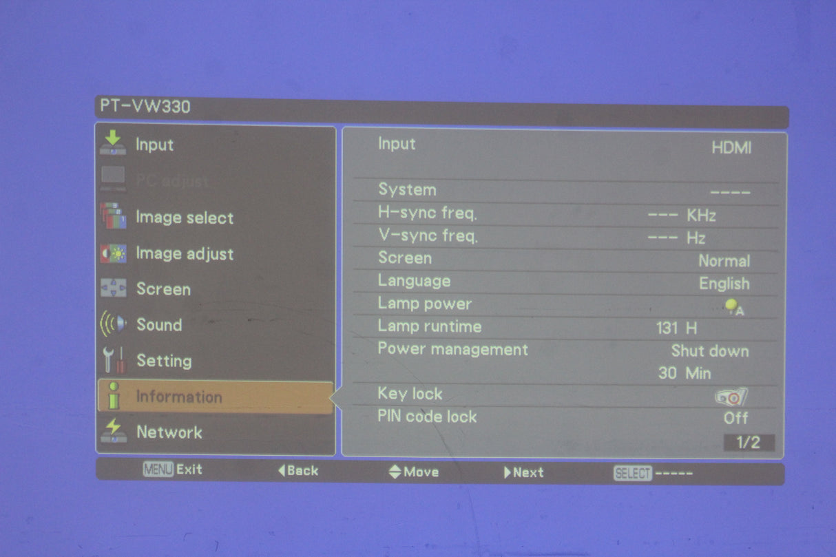 Panasonic PT-VW330OU WXGA LCD Projector (131 Lamp Hours)