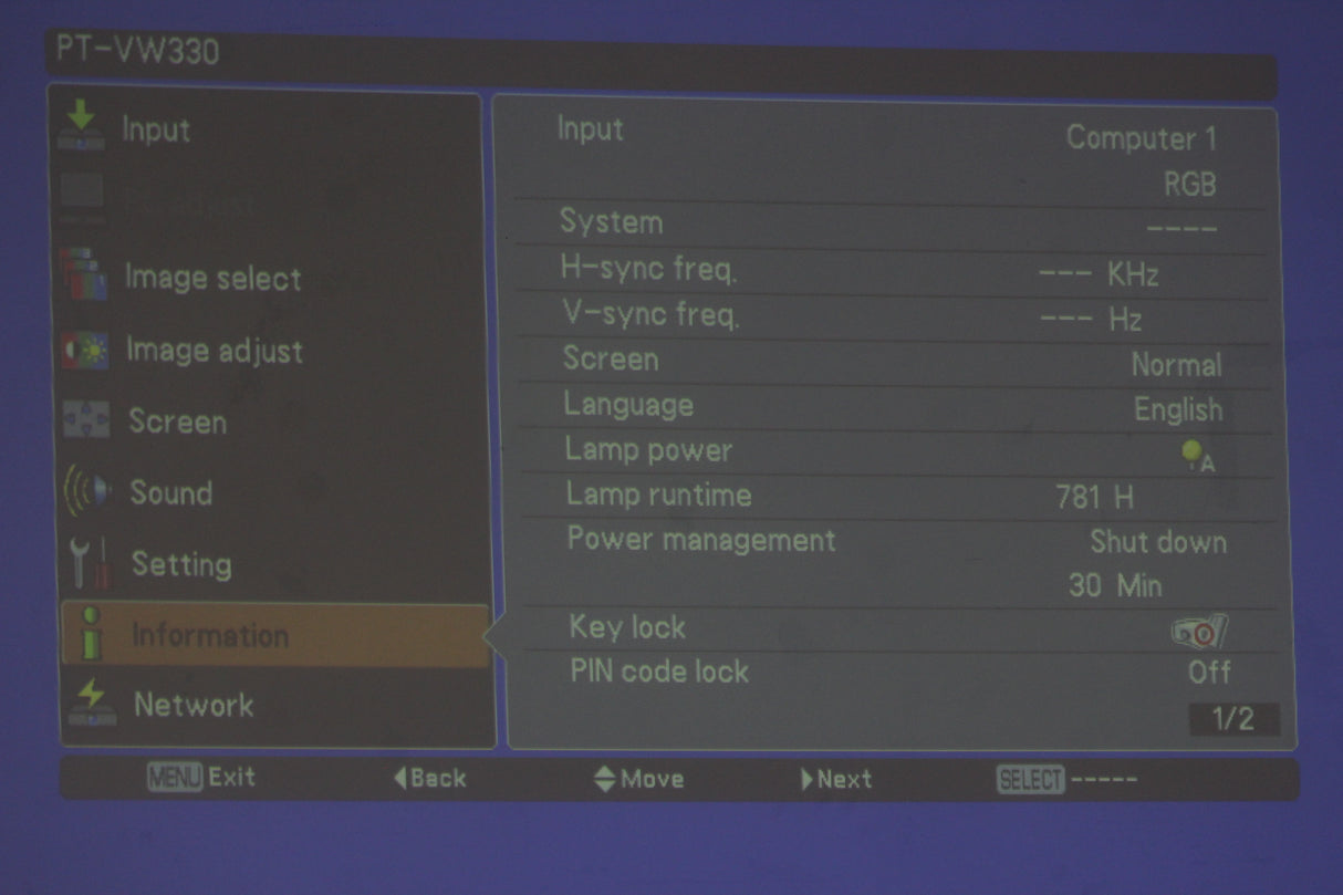 Panasonic PT-VW330OU WXGA LCD Projector (781 Lamp Hours)