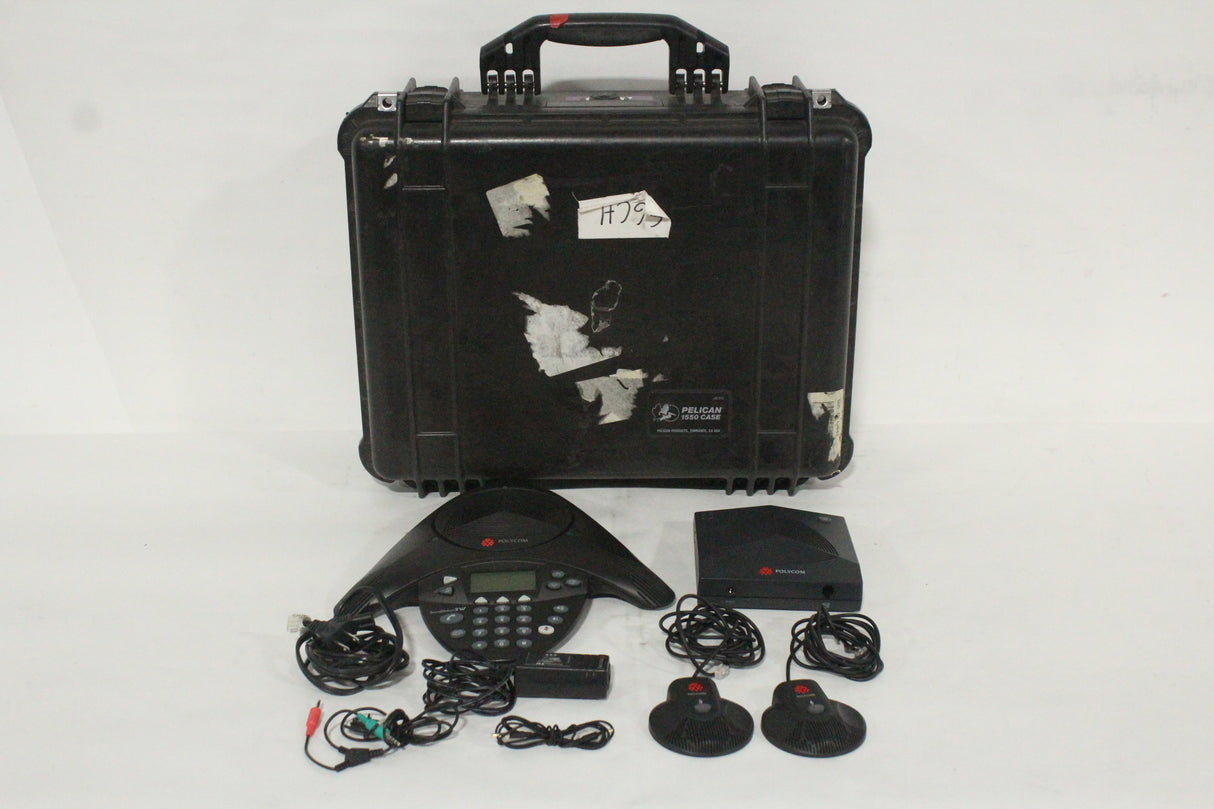 Polycom SoundStation 2W EX DECT Conference Phone w/ (2) Expandable Microphones in Pelican 1550 Case