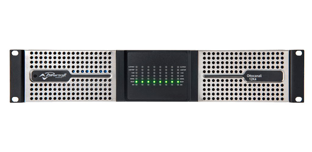 Powersoft OTTOCANALI 12K4 DSP+DANTE 2RU Power Amp for Lo-Z and Hi-Z Transducers, with Dante™