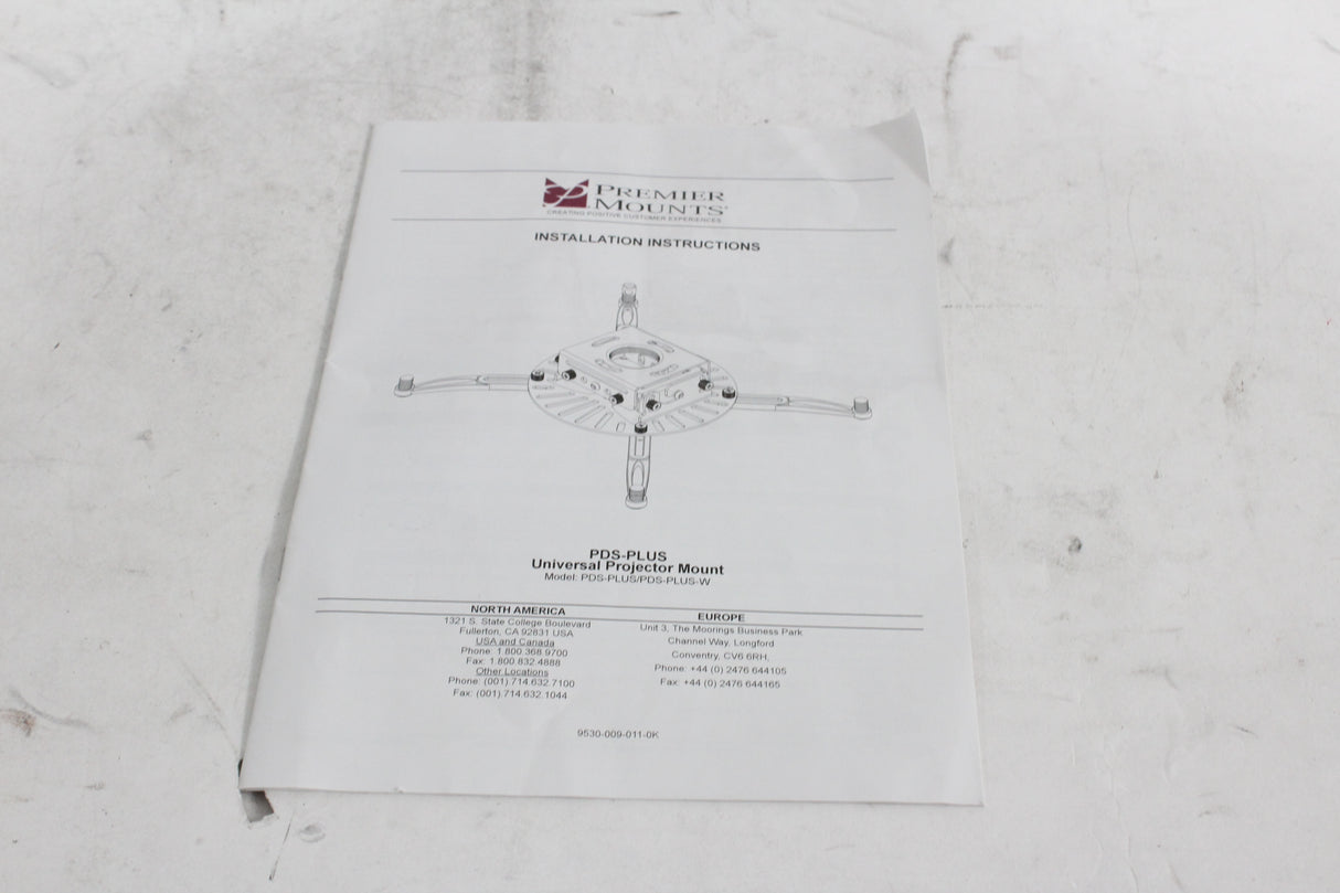 Premier Mounts PDS-Plus Ceiling Mounts w/ Lock-It Hardware & (2) Spare Legs (Max Weight: 75 lbs)