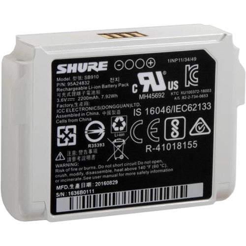 Shure SB910 Battery for ADX1 Transmitter and ADXR Receiver