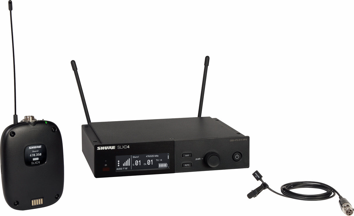 Shure SLXD14/93-J52 WL93 Miniature Omni Lavalier Wireless Mic System - 558-602/614-616Mhz SLXD14/93-J52