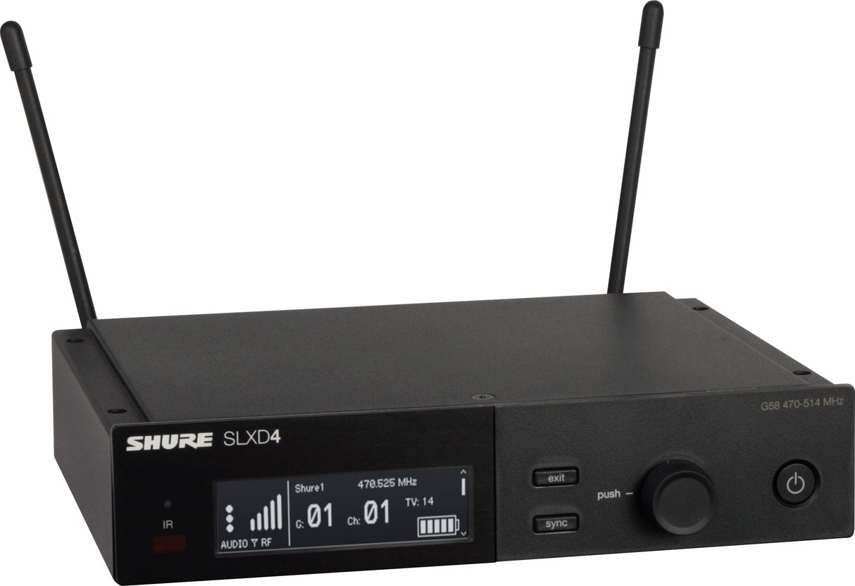 Shure SLXD4-G58 Digital Wireless Mic Receiver - 470-514Mhz SLXD4=-G58