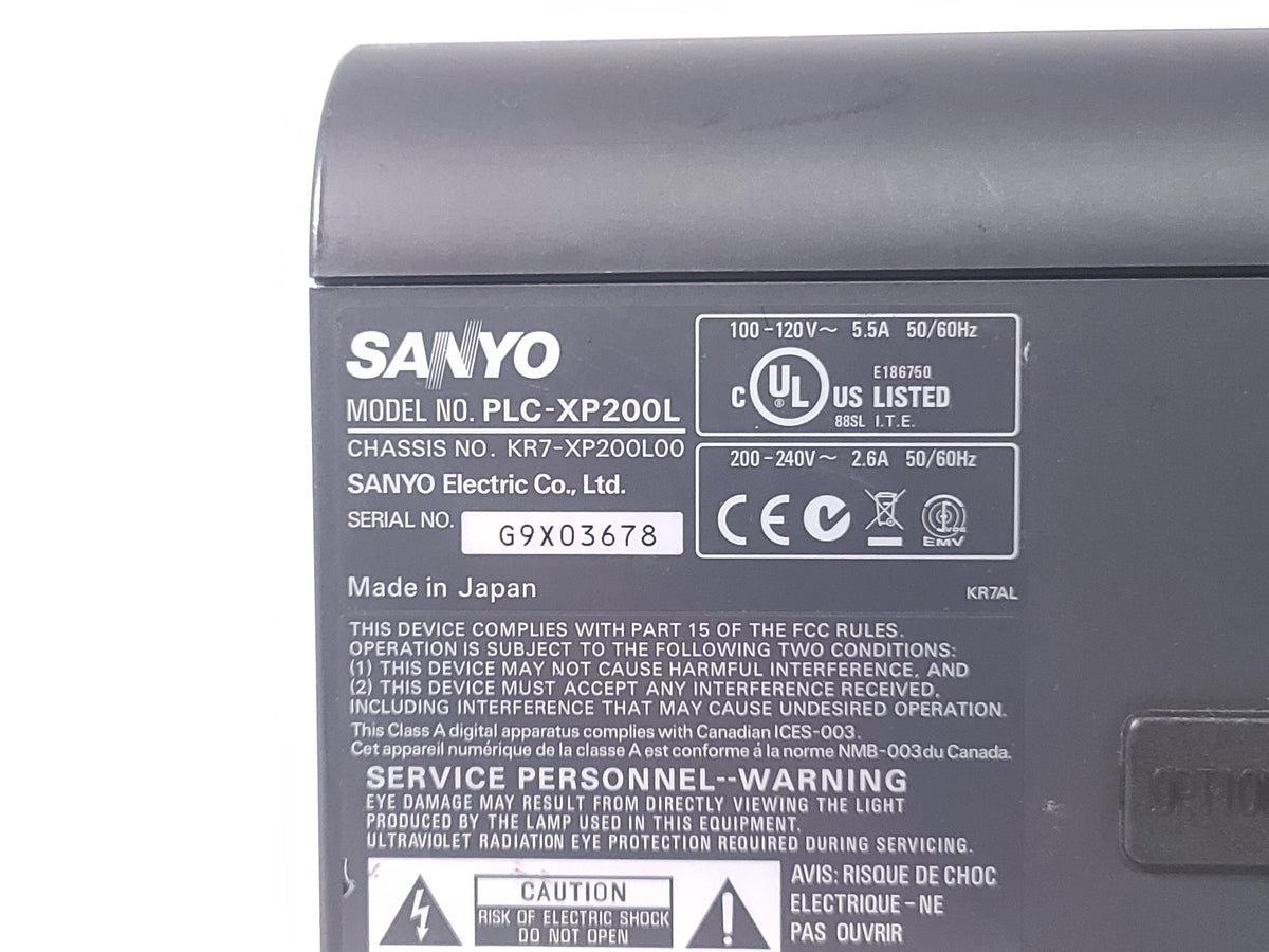 Sanyo PLC-XP200L 7,000 Lumens XGA 1.30 3LCD Large Venue Projector (456) Hours