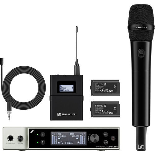 Sennheiser EW-DX MKE 2/835-S SET Q1-9 Dual-Channel Digital Combo Wireless System with Omni Lavalier and Handheld Mic