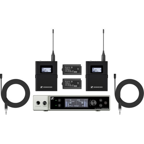 Sennheiser EW-DX MKE 2 SET (R1-9) Dual-Channel Digital Wireless System with Two Omni Lavalier Mics (R1-9: 520 to 607 MHz)
