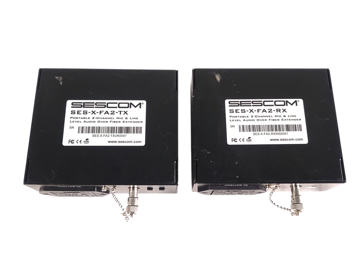 Sescom SES-X-FA2 Portable 2-Channel Mic & Line Level Audio Over Fiber Extender in Box