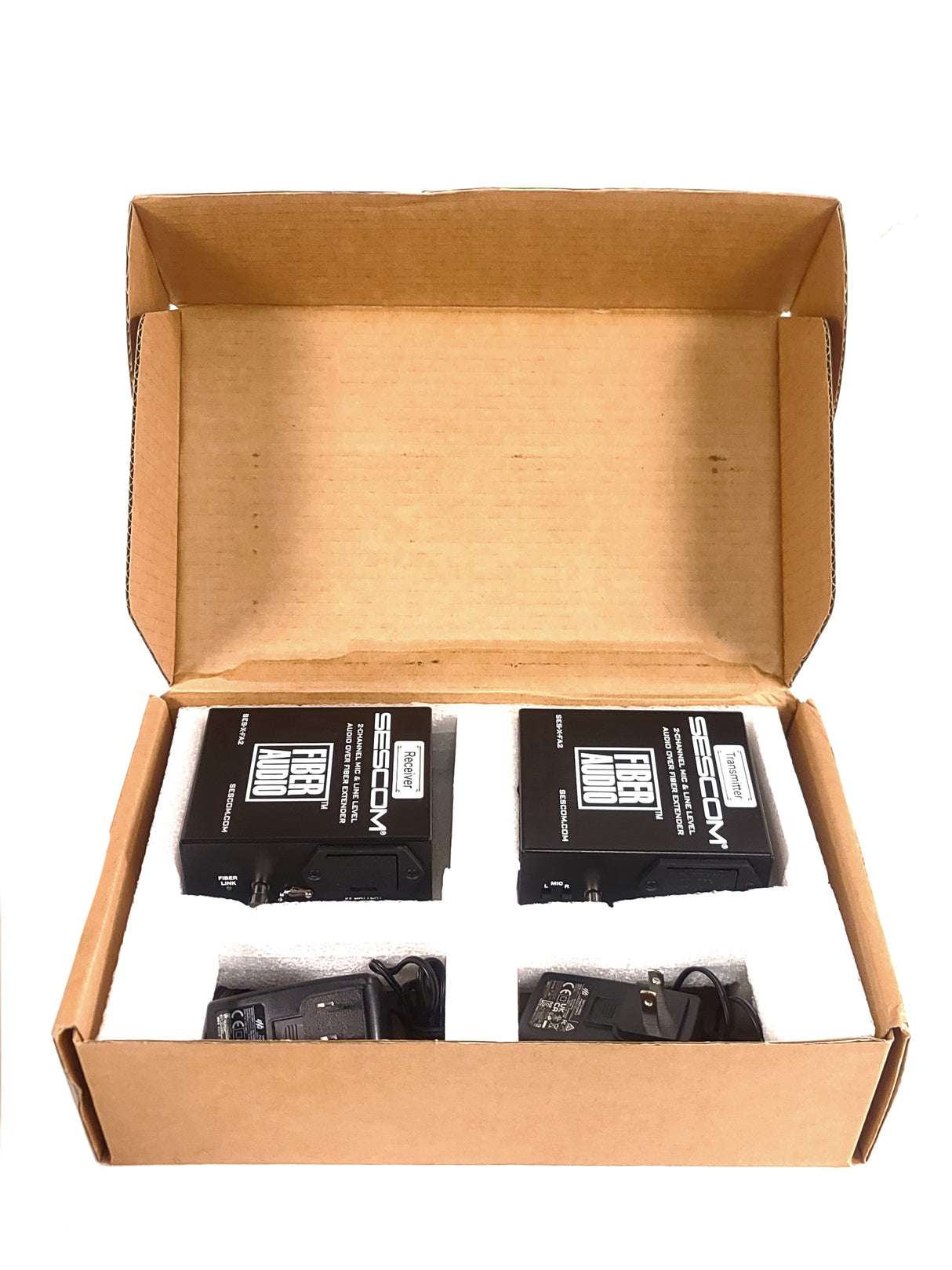 Sescom SES-X-FA2 Portable 2-Channel Mic & Line Level Audio Over Fiber Extender in Box