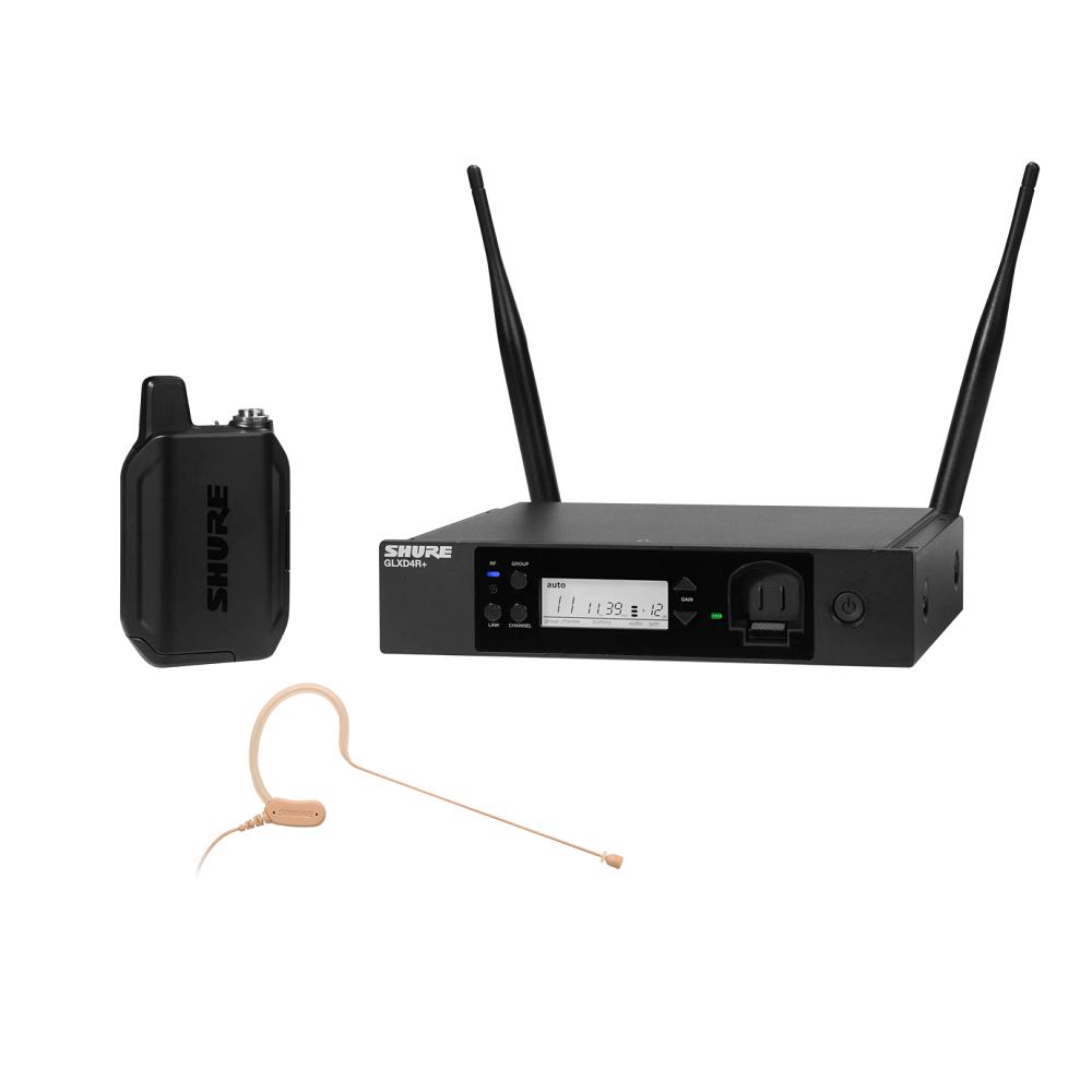 Shure GLXD14R+/MX53 Dual-Band Wireless Earset Rack System with MX153 Headset Microphone (Z3: 2.4, 5.8 GHz)
