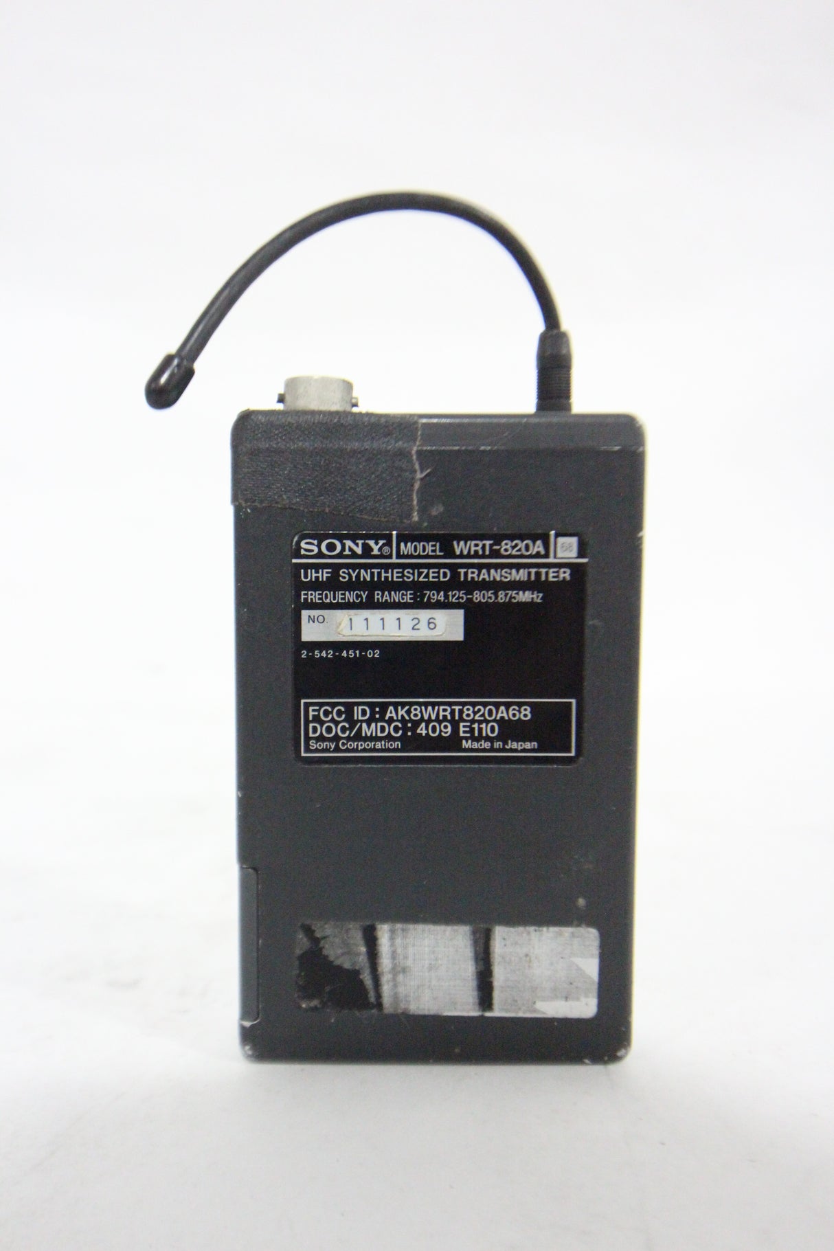 Sony WRT-820A UHF Synthesized Transmitter (794.125 - 805.875 MHz)