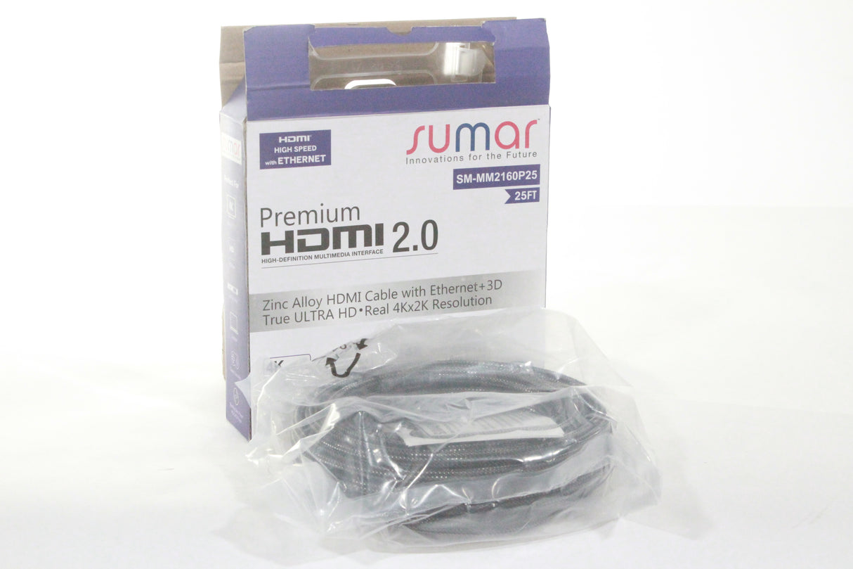 Sumar 25ft HDMI Cable with Ethernet+3D in Original Box