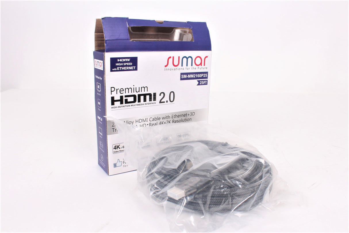 Sumar 25ft HDMI Cable with Ethernet+3D in Original Box