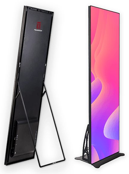 (2) TRT Transtech 1.9 LED iPoster Screens w/ Soft Carry Bags in Wheeled Road Case