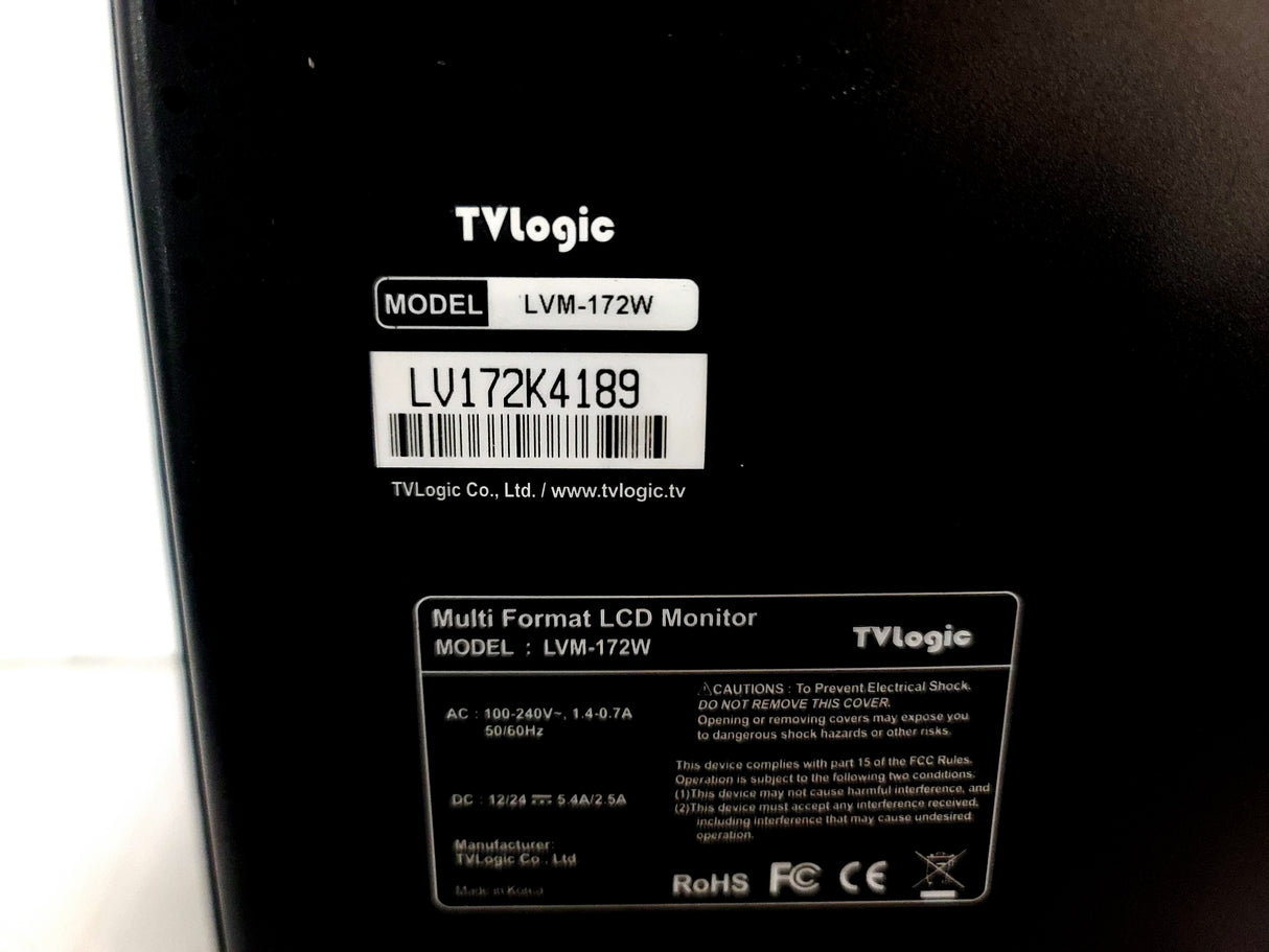 TV Logic LVM-172W 17" Multi-format Broadcast LCD Monitor (Scratched Display)