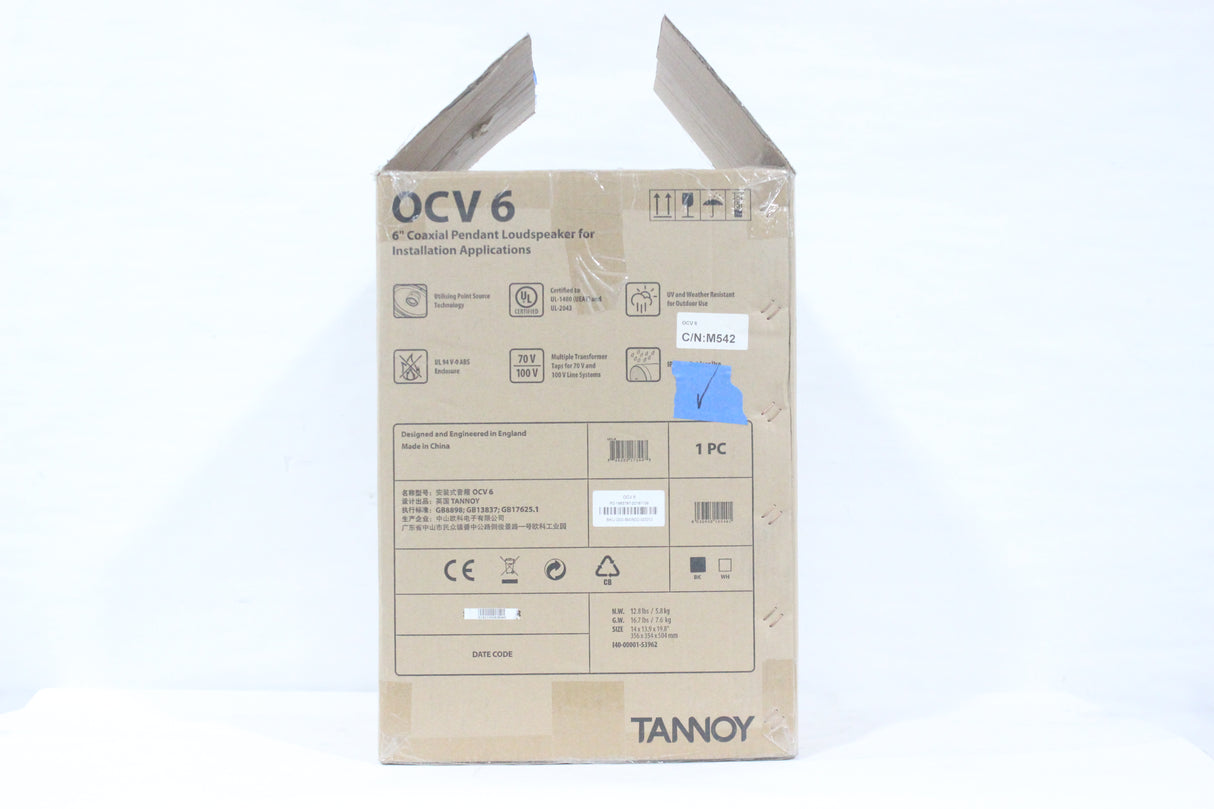 Tannoy TA-OCV6-BK 6" Coaxial Pendant Loudspeaker for Installation Applications
