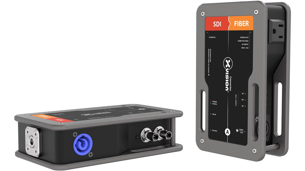 Theatrixx Technologies Fiber to 3G-SDI xVision Converter with PowerCON In/Edison Loop-Thru (Multimode, ST)