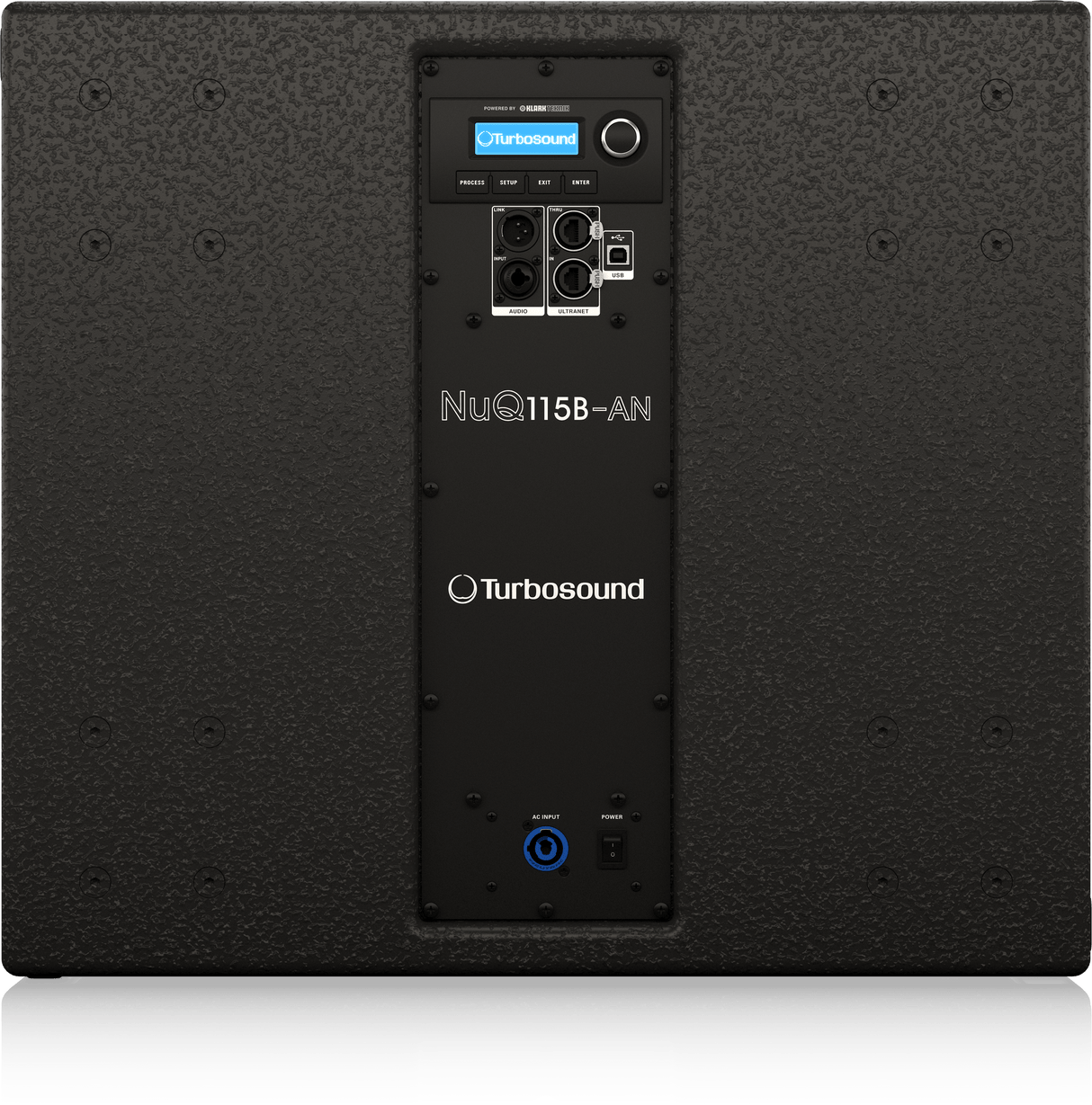 Turbosound NUQ115B-AN-UL 3000 Watt 15" Front Loaded Subwoofer with Klark Teknik DSP Technology and ULTRANET Networking