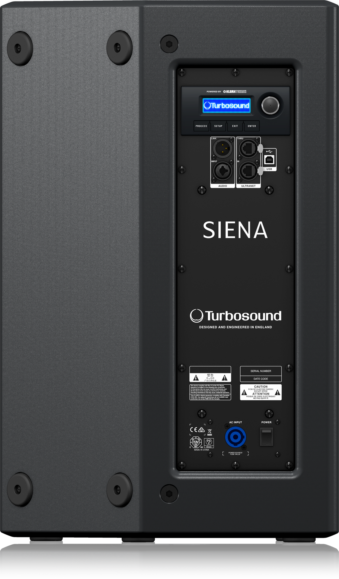 Turbosound TSP122-AN-UL 2500 Watt 2-Way 12" Powered Loudspeaker with Klark Teknik DSP Technology and ULTRANET Networking