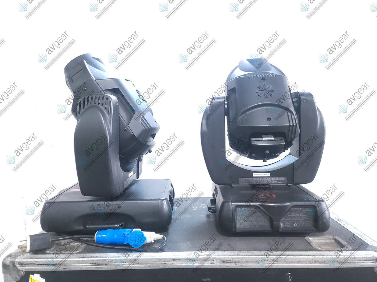 (2) Vari-Lite VL2500 Moving Head Wash Lights (325 & 8 Total Hours) w/ In Wheeled Road Hard Case
