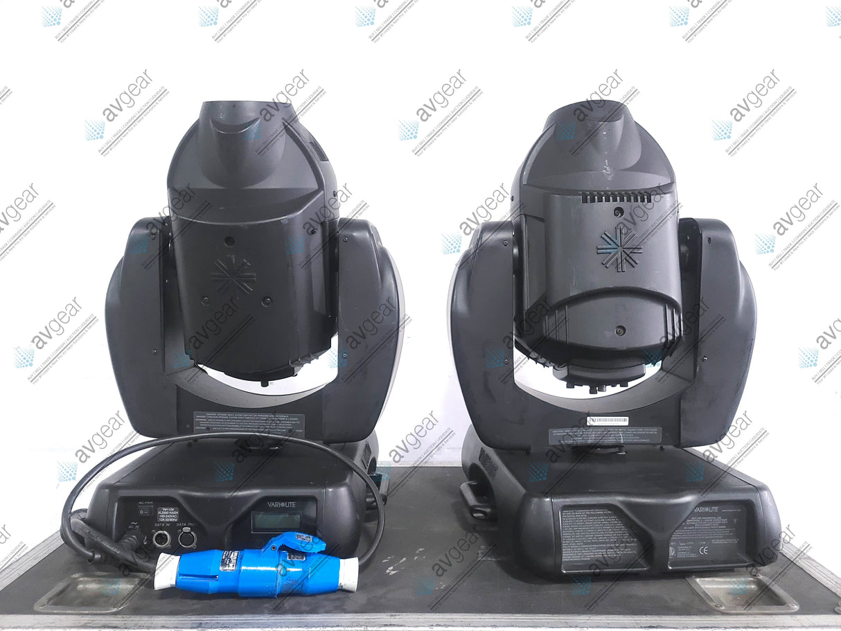 (2) Vari-Lite VL2500 Moving Head Wash Lights (6929 & 6817 Total Hours) In Wheeled Road Hard Case