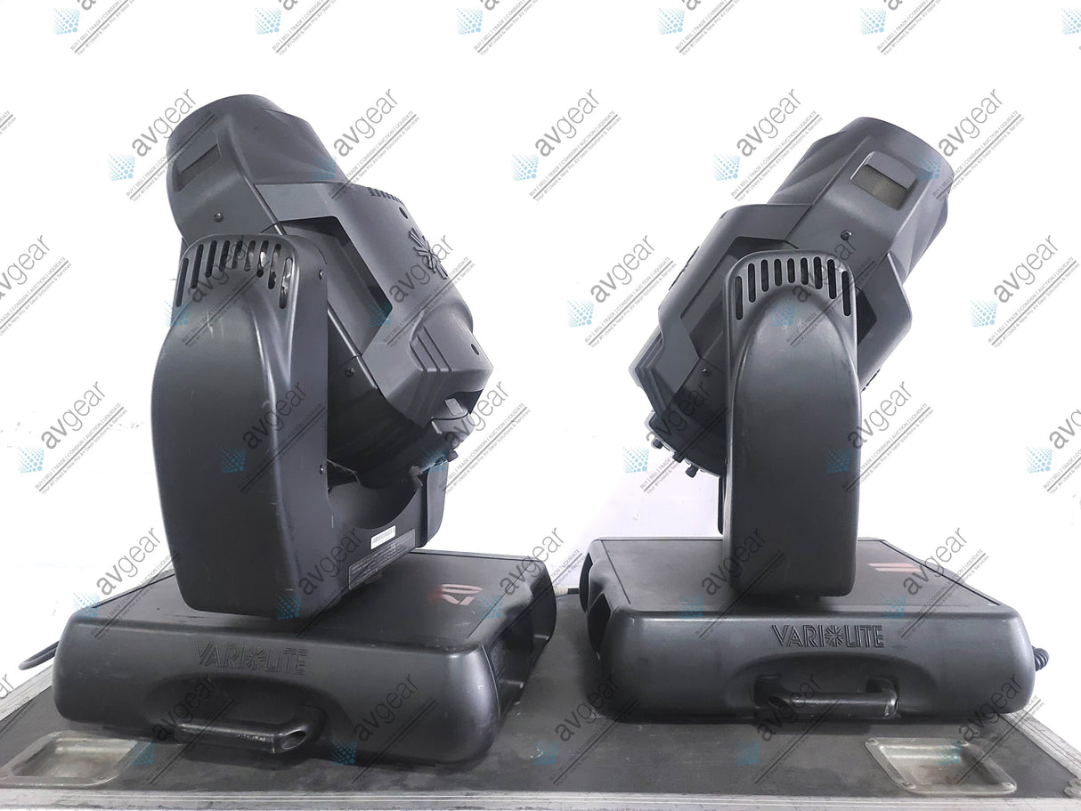 (2) Vari-Lite VL2500 Moving Head Wash Lights (325 & 8 Total Hours) w/ In Wheeled Road Hard Case
