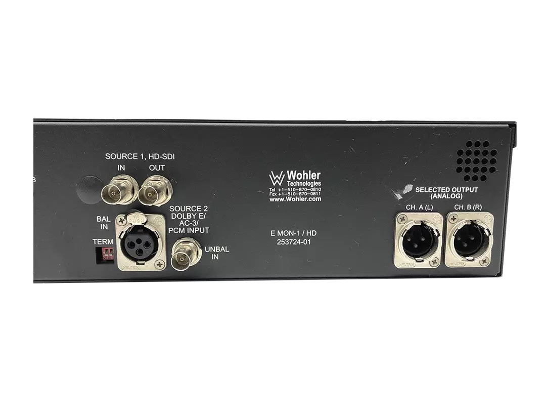 Wohler E MON-1/HD 8 Ch Dolby E, Dolby Digital and PCM Audio Monitor