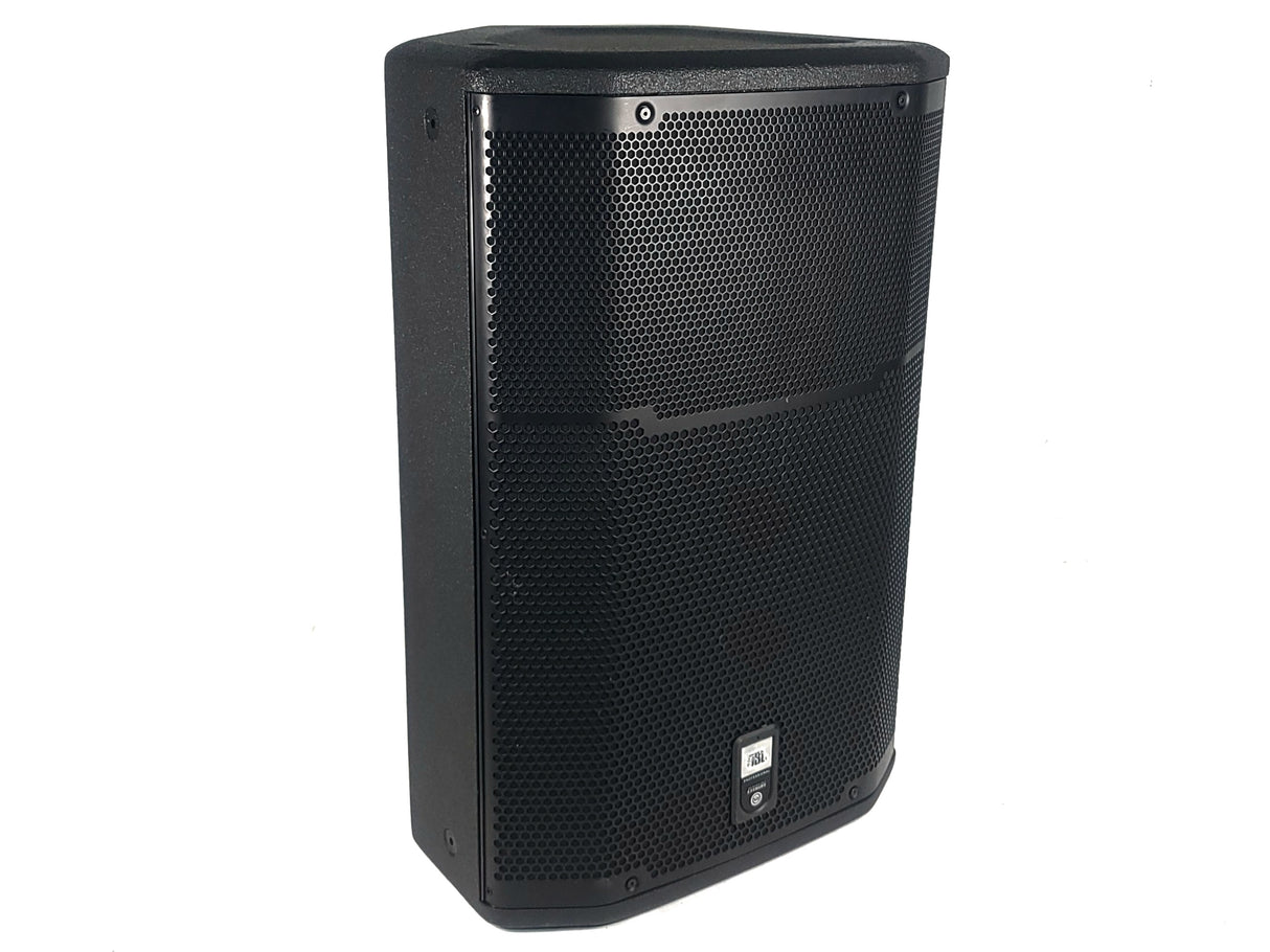 (2) JBL PRX615M 15-inch Two-Way Self-Powered Speakers in Wheeled Road Case