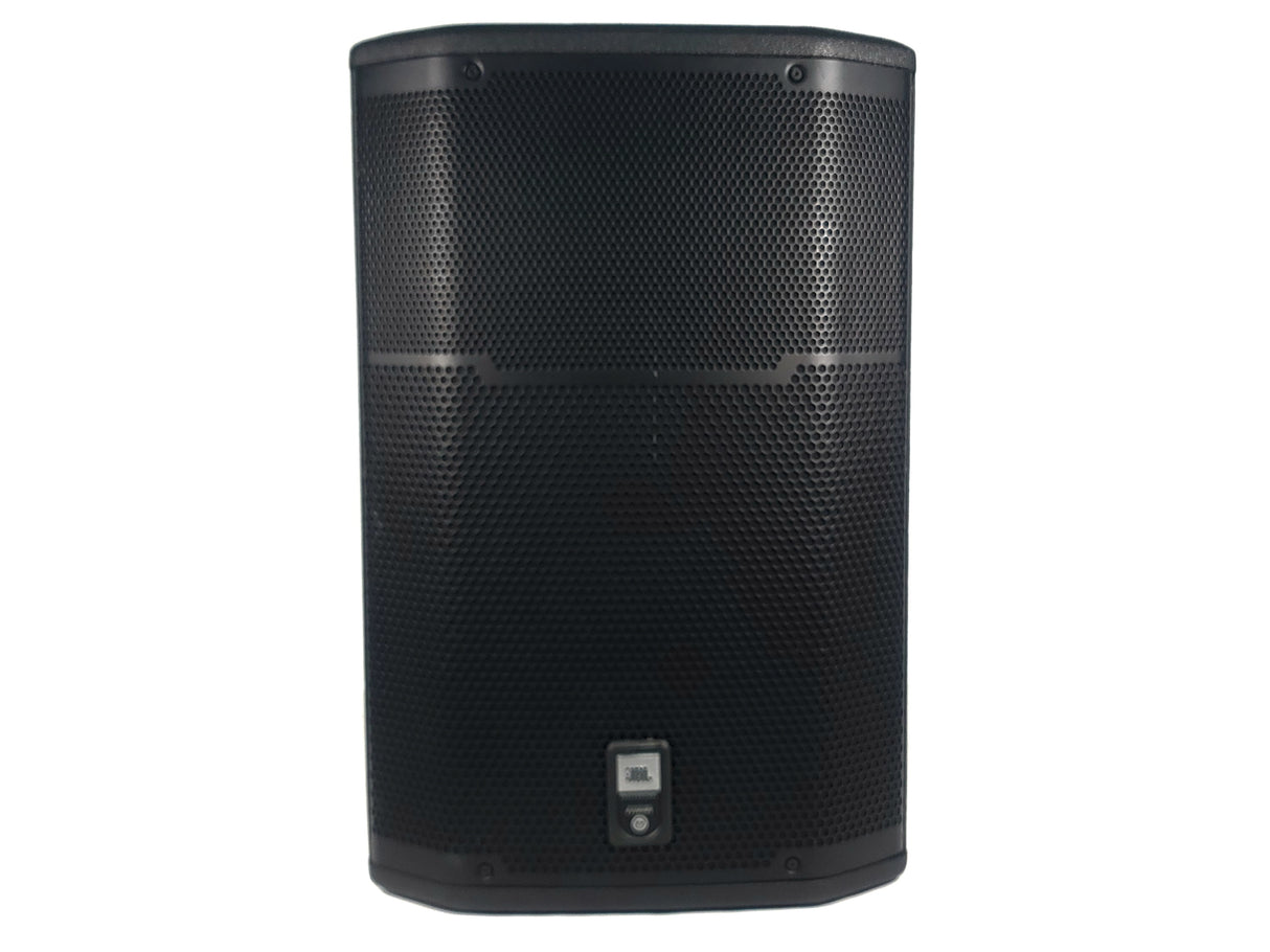 (2) JBL PRX615M 15-inch Two-Way Self-Powered Speakers in Wheeled Road Case