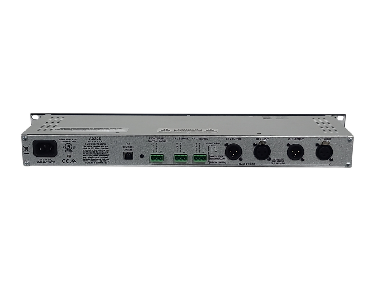 Rane AD22S 2-Channel Dual I/O Audio Delay Unit