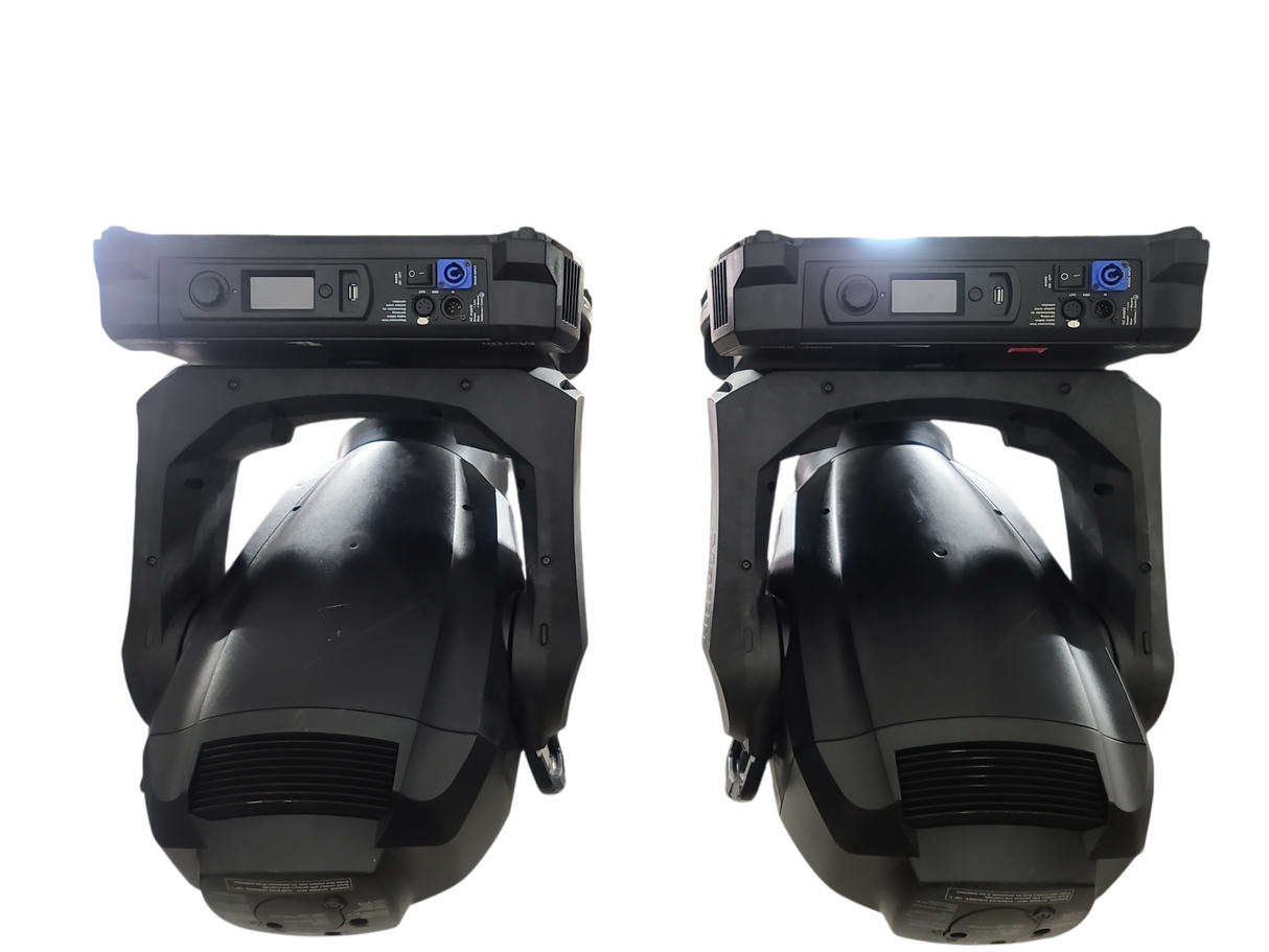 (2) Martin MAC Viper AirFX FC Moving Wash Lights in Wheeled Road Case w/ (2) PSU's & (4) Clamps (Total Hours 3739,2861)