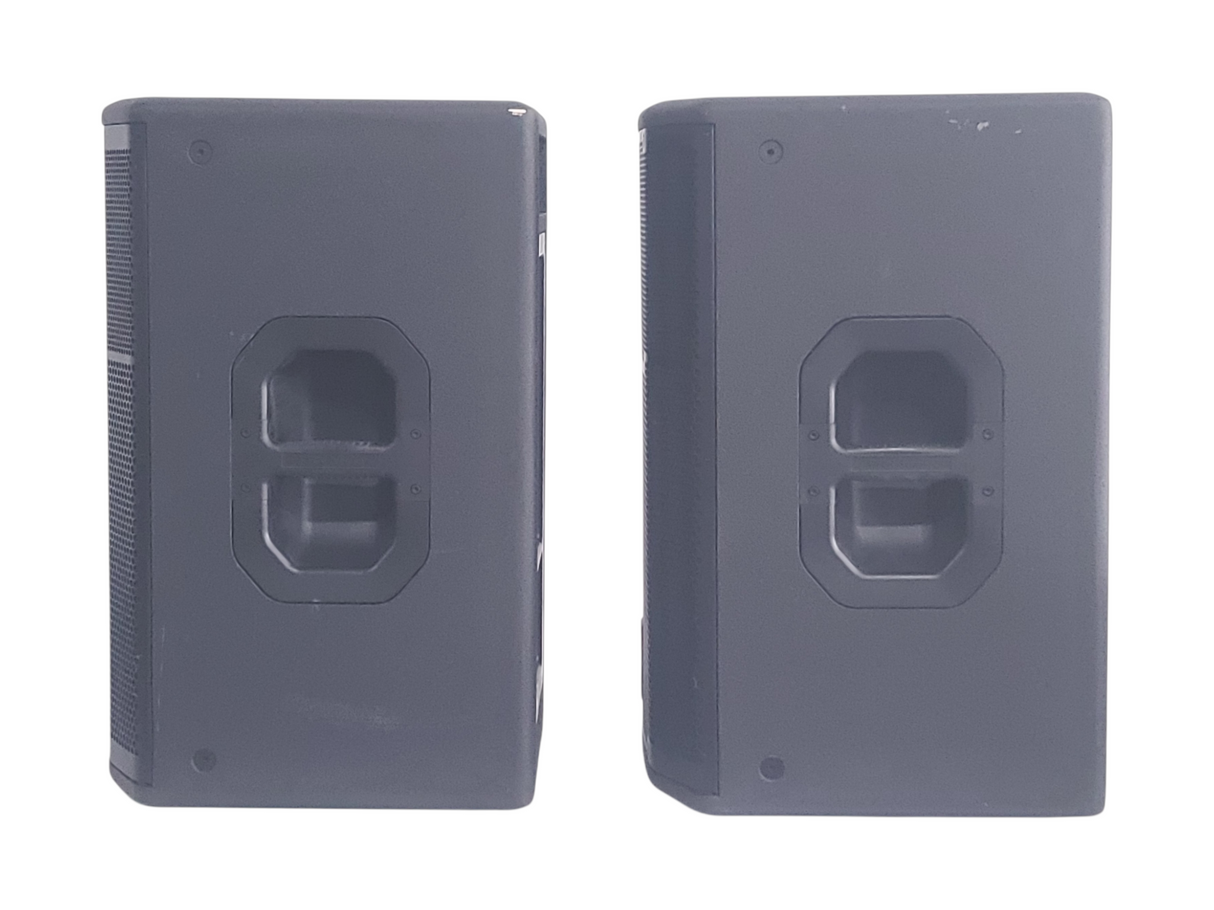 (2) JBL PRX615M 15-inch Two-Way Self-Powered Speakers in Wheeled Road Case