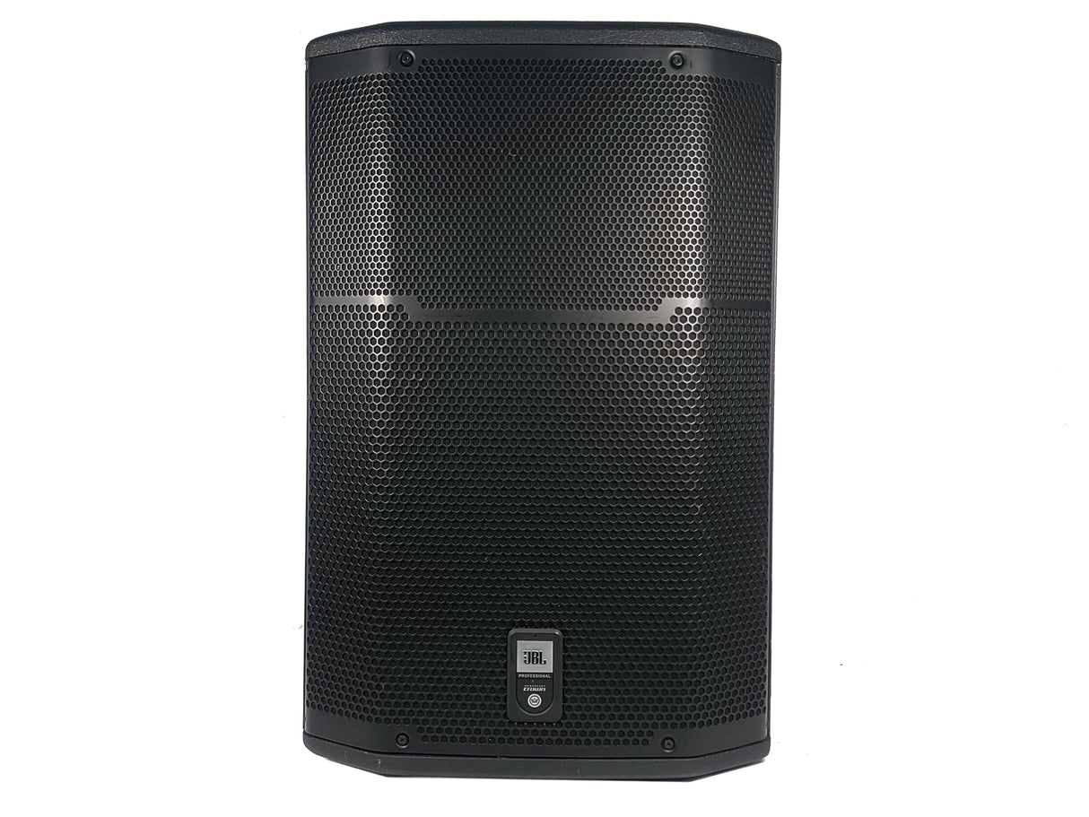 (2) JBL PRX615M 15-inch Two-Way Self-Powered Speakers in Wheeled Road Case