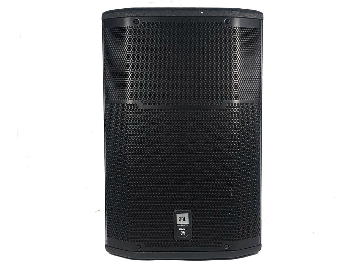 (2) JBL PRX615M 15-inch Two-Way Self-Powered Speakers in Wheeled Road Case