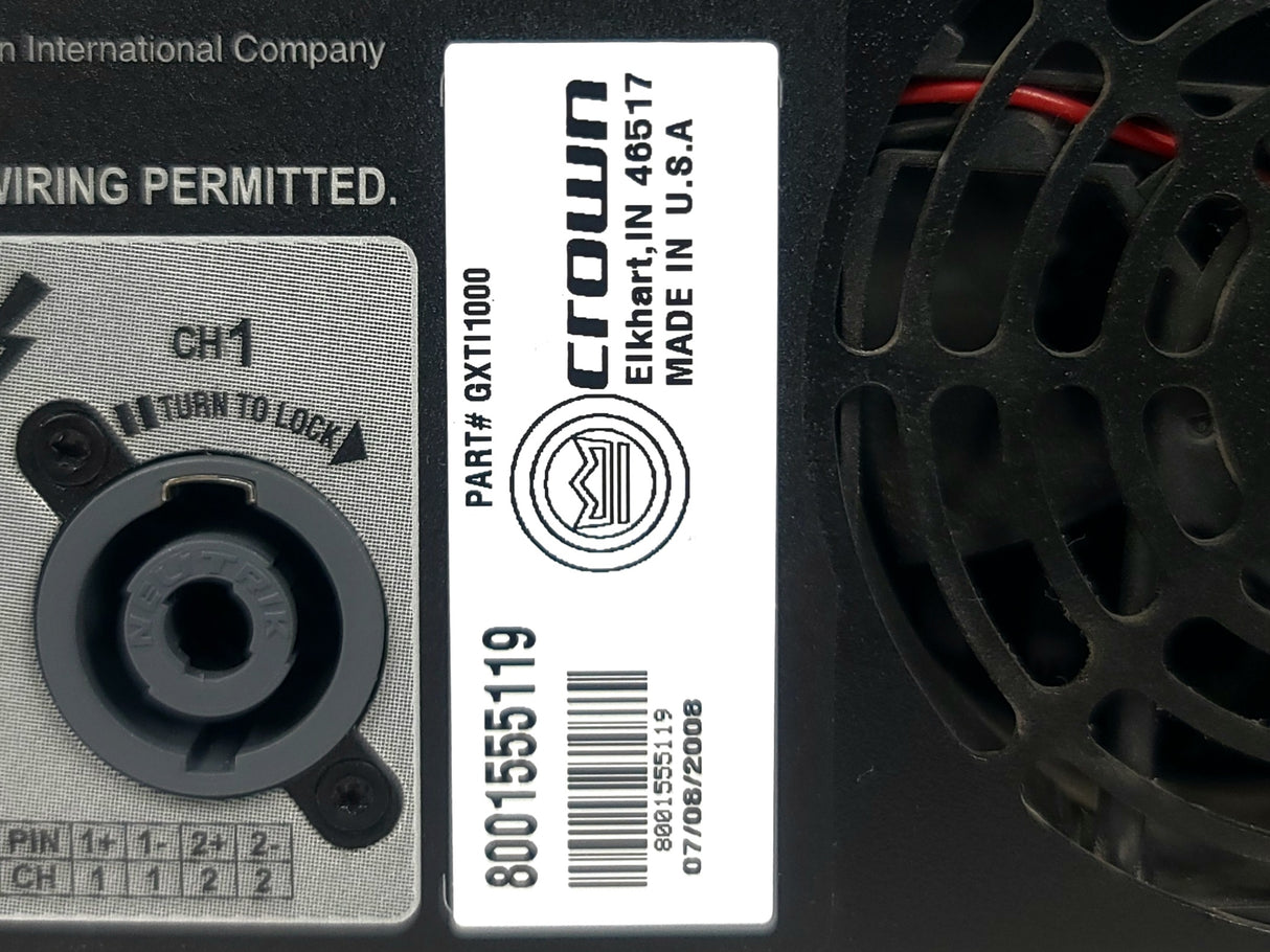Crown Audio XTi 1000 2-Channel Power Amplifier (POWER ISSUES)