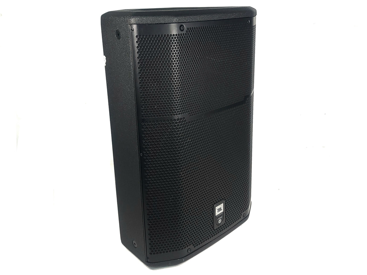 (2) JBL PRX615M 15-inch Two-Way Self-Powered Speakers in Wheeled Road Case