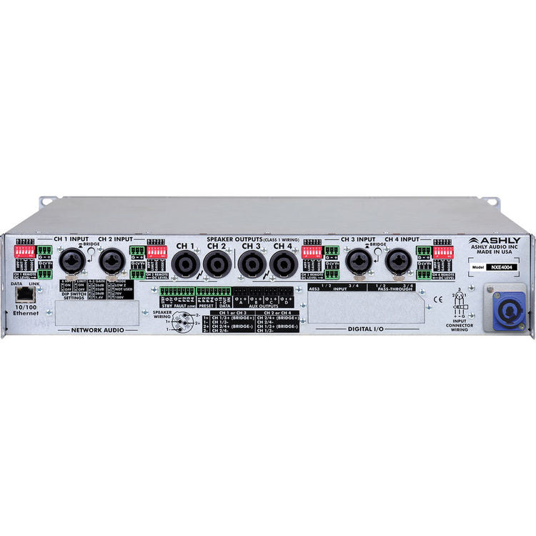 Ashly nXe Series nXE4004 4-Channel 400W Power Amplifier with Programmable Outputs & Ethernet Control
