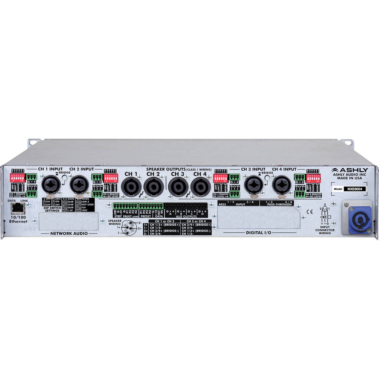 Ashly nXe8004 4-Channel Network Power Amplifier, 800W at 2 Ohms