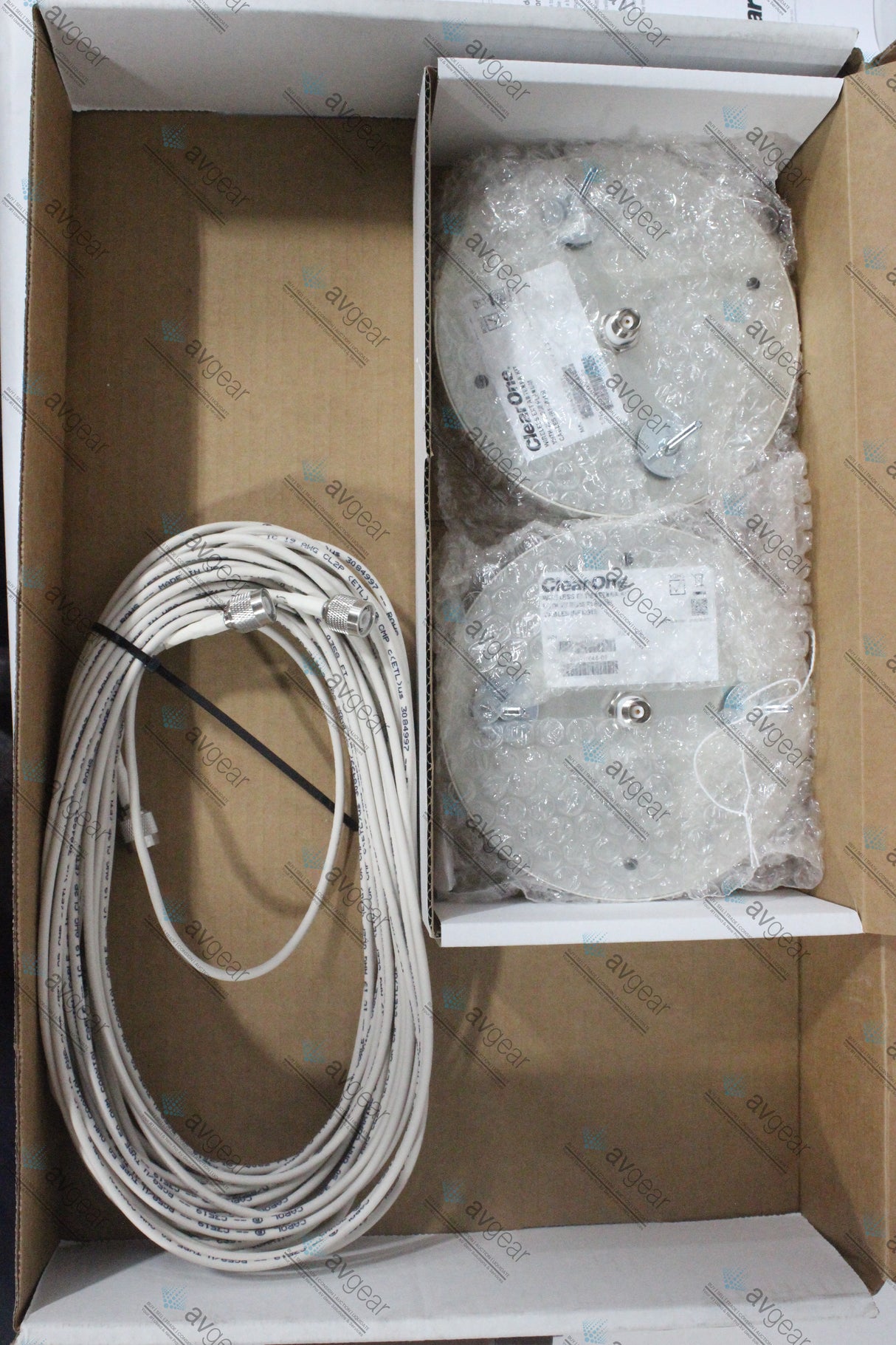 ClearOne 910-6005-008 Wireless Extension Antenna Kit, Includes Pair of Ceiling Mount Antennas and 25' RG58 Plenum Cable, RF Band M550: 537-563MHz (NEW-Open Box)