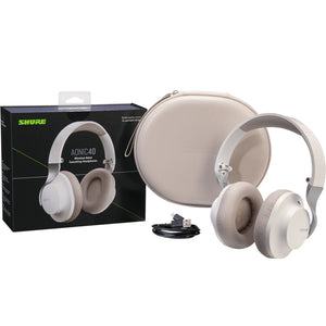 Shure SBH1DYWH1 AONIC 40 Noise-Canceling Wireless Over-Ear Headphones (White/Tan)