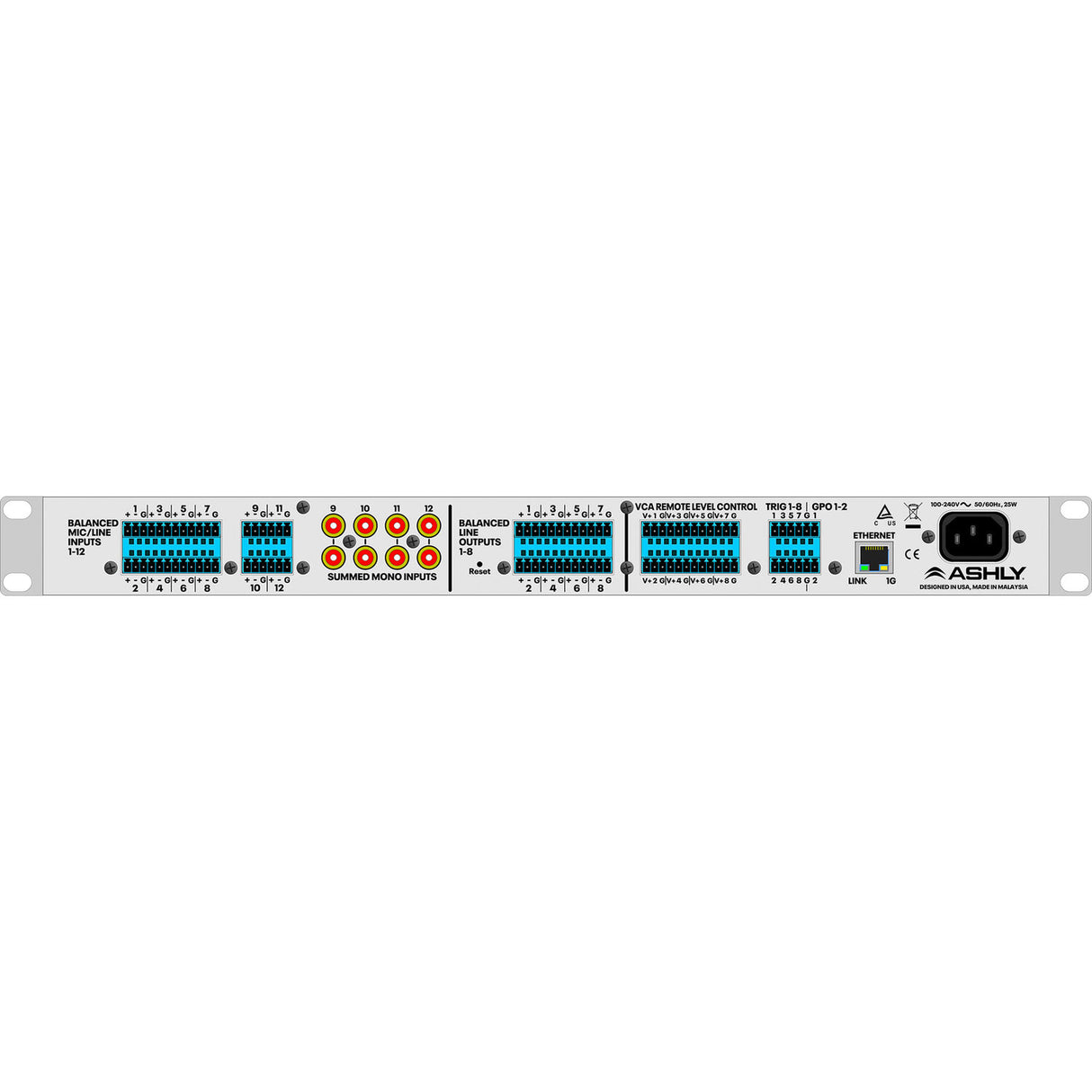Ashly AQM1208 12-Input / 8-Output Standalone Zone Mixer with AquaControl DSP