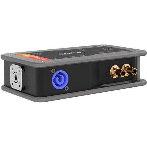 Theatrixx Technologies 12G-SDI to Fiber xVision Converter with PowerCON In/Edison Loop-Thru (Single-Mode, OpticalCON DUO)