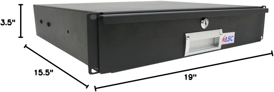 19" 2U Rack Mount Locking Drawer Pro Audio DJ Server Rack Lock Storage Cabinet