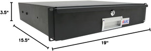 19" 2U Rack Mount Locking Drawer Pro Audio DJ Server Rack Lock Storage Cabinet