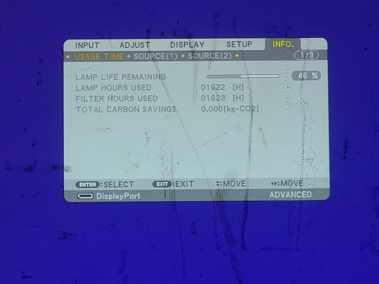 NEC PA622U 6,200 Lumens WUXGA 3LCD Large Venue Projector (1622 Hours) NO LENS