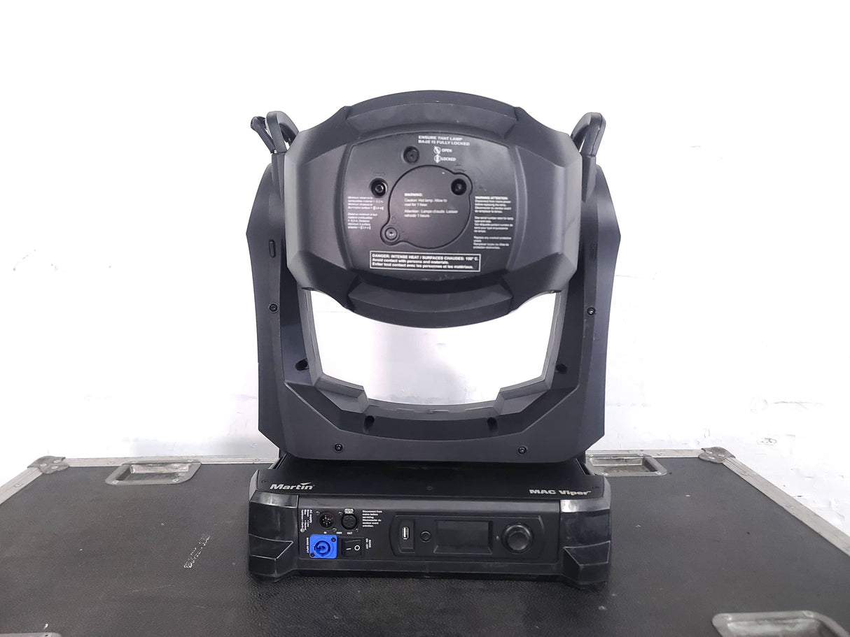 Martin MAC Viper Profile (1644 Total Lamp Hours), (2) Mounting Clamps, (2) Safety Cables, & (6) Cables in Wheeled Road Case