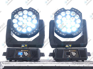 (2) High End Systems Solawash 19 LED Moving Head Light w/ (4) Mounting Brackets, (2) PSU Cables & (2) Safety Cables in Wheeled Hard Case