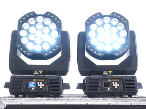 (2) High End Systems Solawash 19 LED Moving Head Light w/ (4) Mounting Brackets, (2) PSU Cables & (2) Safety Cables in Wheeled Hard Case